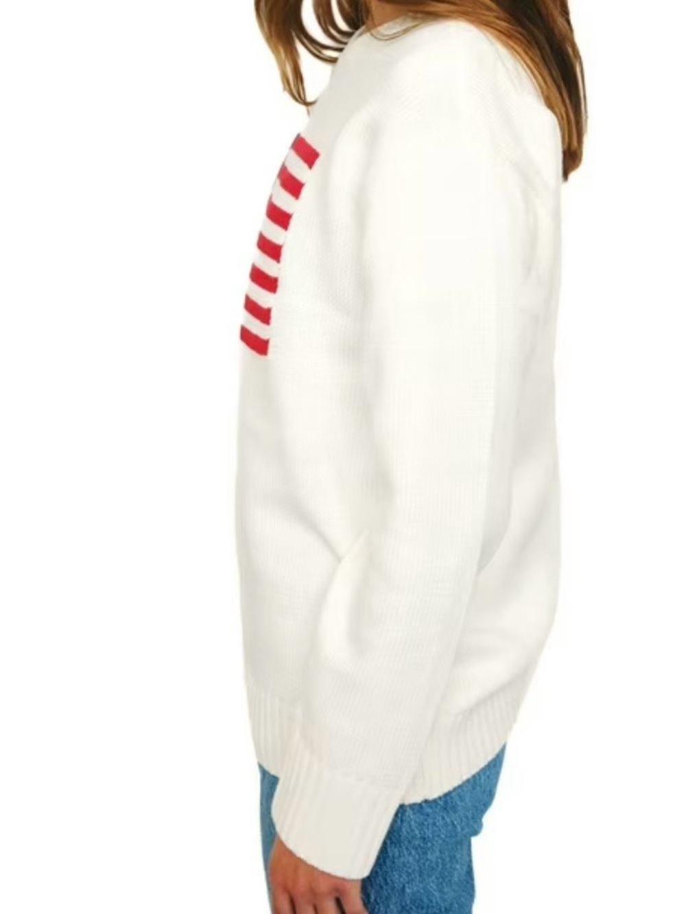 Mighty Fine Mighty Fine Women's Americana Flag Sweater July 4th Independence Day - Picture 8 of 10